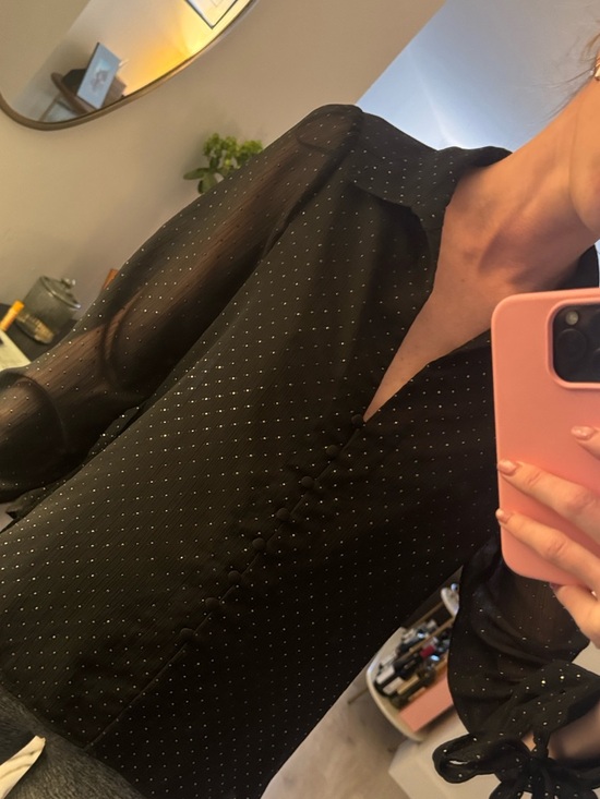 Zara Tops - Zara Black Blouse with gold dots